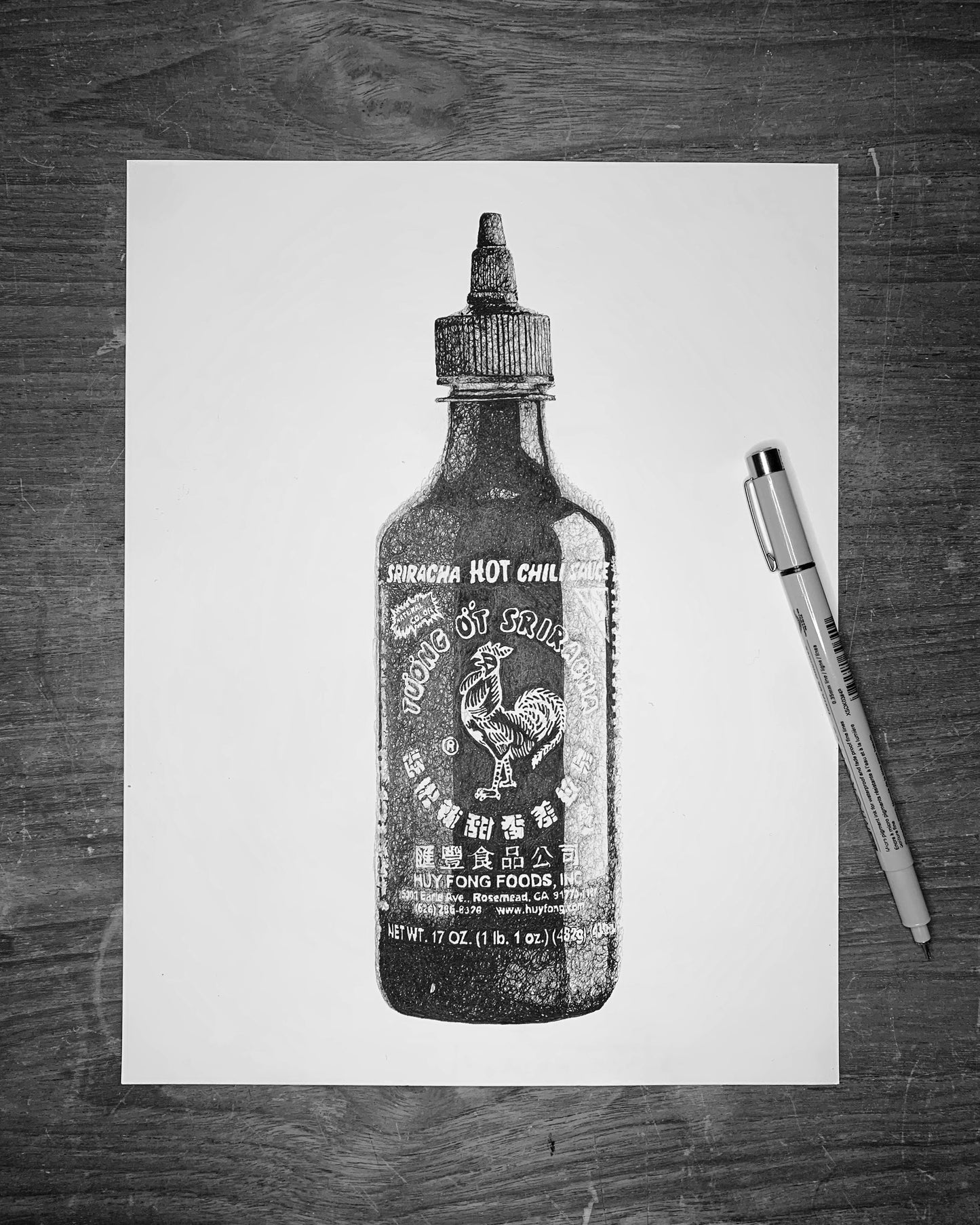 Sriracha Bottle Print